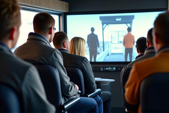 Un grupo de conductores de autobús en una sesión de capacitación.